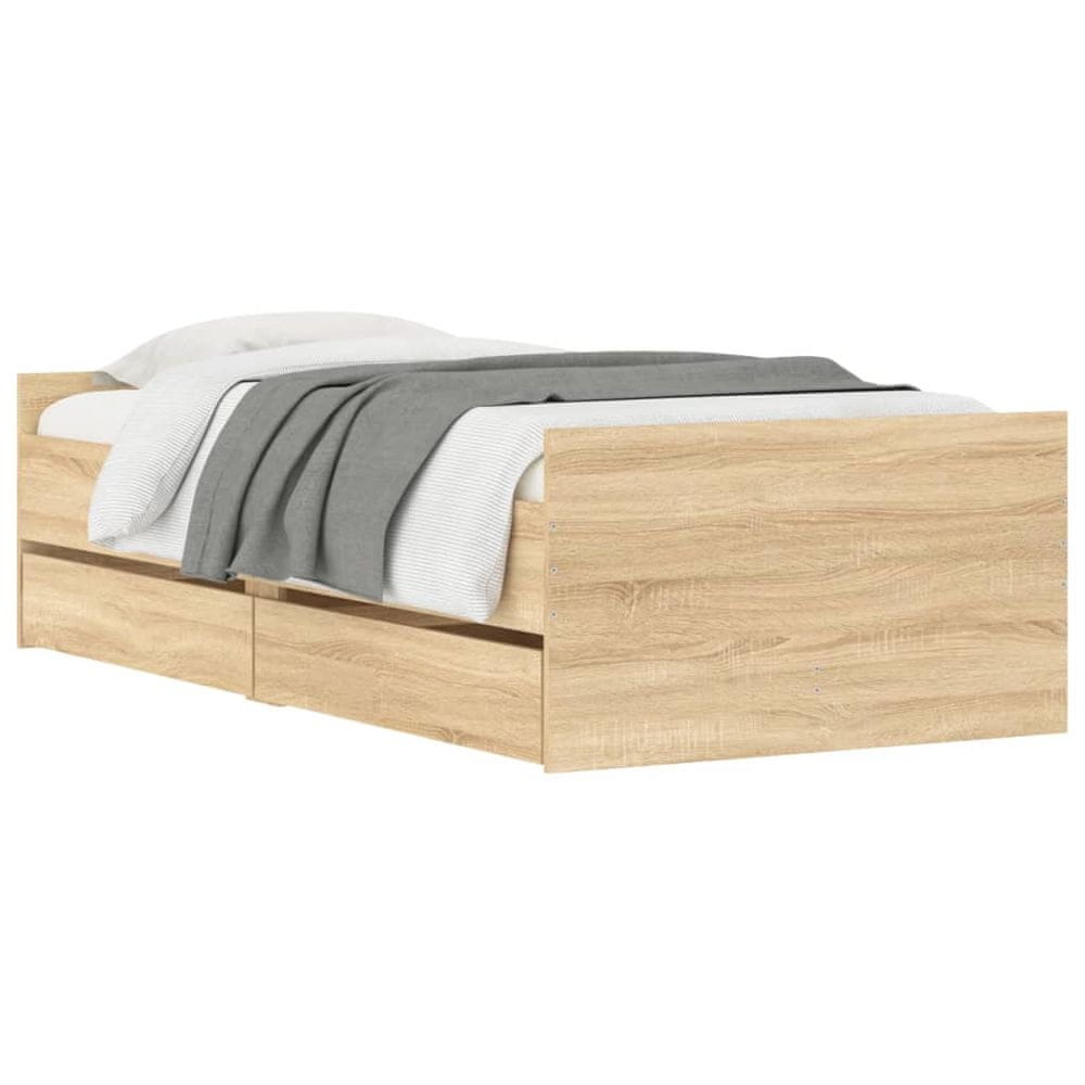 Vidaxl Rám postele so zásuvkami dub sonoma 100x200 cm