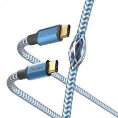 HAMA kábel Reflective USB-C 2.0 typ CC 1,5 m, modrý