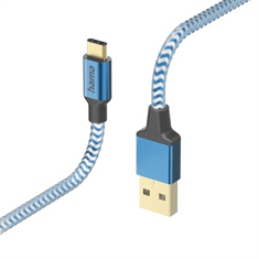 HAMA kábel Reflective USB-C 2.0 typ AC 1,5 m, modrý