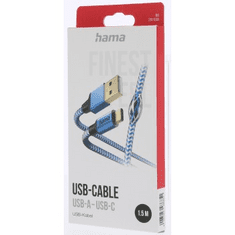 HAMA kábel Reflective USB-C 2.0 typ AC 1,5 m, modrý