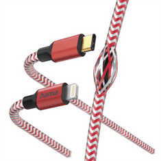 HAMA MFi USB-C Lightning kábel Reflective pre Apple, 1,5 m, červený