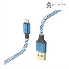 HAMA MFi USB kábel Reflective pre Apple, USB-A Lightning 1,5 m, modrý