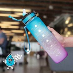 Netscroll Zostaňte Hydratovaní a Motivovaní: 1L Inšpiratívna Fľaša na Vodu s Časovými Značkami a Povzbudzujúcimi Frázami - Váš Denný Partner pre Hydratáciu! (1000 ml), MotivationalBottle