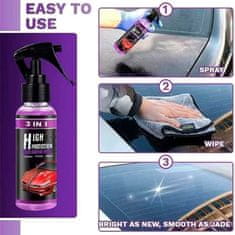 3v1 ochranný sprej pre auto, čistiaci sprej + leštiaci sprej + ochranný sprej v jednom, krytie škrabancov, obnova vysokého lesku, odstránenie odolnej špiny, ochranný náter, NanoSpray