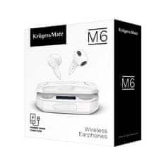 Krüger&Matz M6 Bezdrôtové slúchadlá s power bankou - biela KMPM6-W