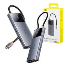 BASEUS Rozbočovač 6w1 Baseus Metal Gleam 2 Series, USB-C do 2xUSB 3.0 +USB-C + HDMI + USB-C PD + Ethernet RJ45