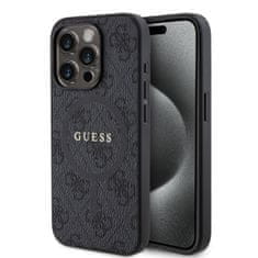 Guess Zadný kryt PU Leather 4G Colored Ring MagSafe pre iPhone 15 Pro Black