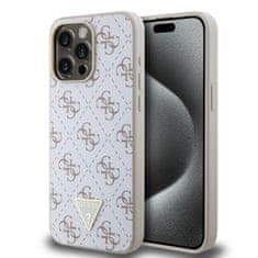 Guess Zadný kryt PU Leather 4G Triangle Metal Logo pre iPhone 15 Pro Max White