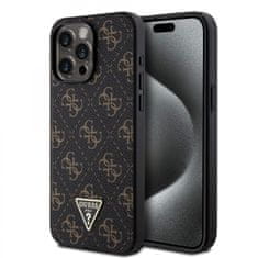 Guess Zadný kryt PU Leather 4G Triangle Metal Logo pre iPhone 15 Pro Max Black