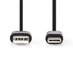 Nedis CCGP60600BK01 - USB 2.0 kábel | Typ-C Zástrčka - A Zástrčka | 0,1 m | Čierna farba