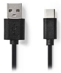 Nedis CCGP60600BK01 - USB 2.0 kábel | Typ-C Zástrčka - A Zástrčka | 0,1 m | Čierna farba