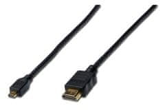 Digitus HDMI/D na HDMI/A pripojovací kábel 2m, pozlátené kontakty