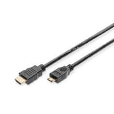 Digitus HDMI 1.3/1.2 (C to A) pripojovací kábel 2 m, pozl. kontakty, Ultra HD 24p