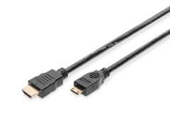 Digitus HDMI 1.3/1.2 (C to A) pripojovací kábel 2 m, pozl. kontakty, Ultra HD 24p