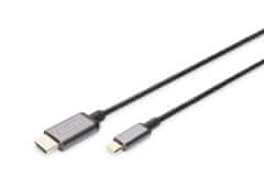 Digitus USB-C - HDMI káblový adaptér, 1,8 m 4K/30 Hz, čierny, kovový kryt
