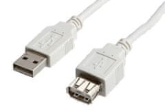 Value Kábel USB 2.0 AA 1,8 m predlžovací, biely/sivý