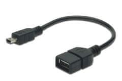 Digitus Adaptérový kábel USB 2.0, OTG, typ mini B - AM/F, 0,2 m, USB 2.0, bl