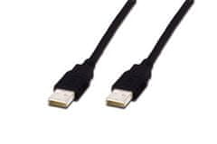 Digitus USB kábel A/samec na A/samec, čierny, Meď, 1m