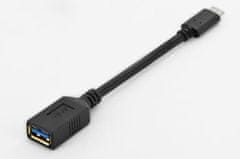 Assmann Digitus USB 3.1 Type-C adaptér USB kábel, typ C na A, OTG M/F, 0,15 m, Super Speed, UL, bl