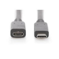 Digitus Predlžovací kábel USB typu C, typ C samec/ samica, 0,7 m, Gen2, 5A, 10 GB, verzia 3.1, CE, bl