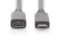 Digitus Predlžovací kábel USB typu C, typ C samec/ samica, 0,7 m, Gen2, 5A, 10 GB, verzia 3.1, CE, bl