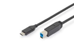 Digitus Pripojovací kábel USB typu C, typ C na BM/M, 1,0 m, Gen2, 3A, 10 GB, verzia 3.1, CE, bl