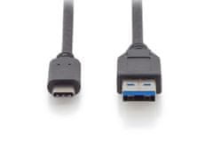 Digitus Pripojovací kábel USB typu C, typ C na AM/M, 1,0 m, všetky funkcie, Gen2, 3A, 10 GB, verzia 3.1, CE, bl