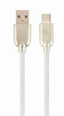 CABLEXPERT GEMBIRD Kábel USB 2.0 AM na Type-C kábel (AM/CM), 2m, pogumovaný, biely, blister, PREMIUM QUALITY