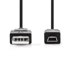 Nedis CCGB60300BK20 - USB 2.0 kábel | A Zástrčka - Mini 5-Pin Zástrčka | 2 m | Čierna farba