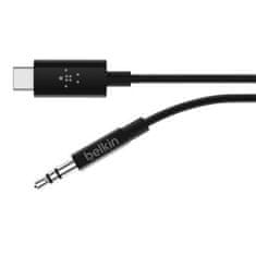 Belkin USB-C na 3,5mm jack kábel audio, čierny, 0,9m