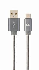 CABLEXPERT GEMBIRD Kábel USB 2.0 AM na Type-C kábel (AM/CM), 1m, metalická špirála, sivý, blister, PREMIUM QUALITY