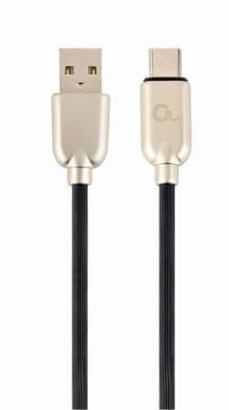 CABLEXPERT GEMBIRD Kábel USB 2.0 AM na Type-C kábel (AM/CM), 1m, pogumovaný, čierny, blister, PREMIUM QUALITY