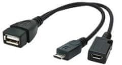 Gembird adaptér OTG USB (AF)/Micro-USB (BF) na Micro-USB (BM), kábel, 0.15 m