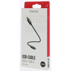 HAMA kábel USB-C 2.0 typ CC 0,2 m, opletený, čierny