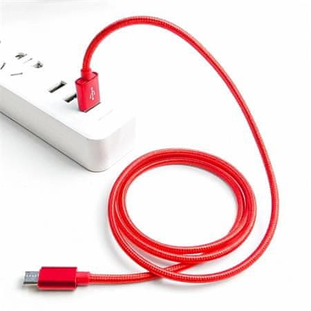 Crono kábel USB 2.0 - microUSB 1m, červený, premium