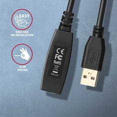 AXAGON ADR-210, USB 2.0 AM -> AF aktívny predlžovací / repeater kábel, 10m