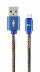 CABLEXPERT GEMBIRD Kábel USB 2.0 AM na Type-C kábel (AM/CM), 1m, opletený, jeans, blister, PREMIUM QUALITY