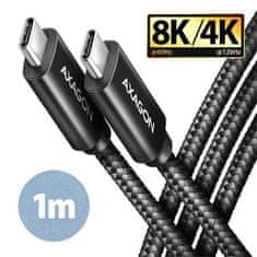 AXAGON BUCM432-CM10AB, NewGEN+ kábel USB-C <-> USB-C, 1m, USB4 Gen 3×2, PD 100W 5A, 8K HD, ALU, oplet, čierny