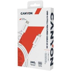 Canyon kábel UC-44, USB-C – USB-C (240W, 48V/5A, 40Gbps Data, 4K@120Hz) 1m, biela