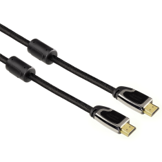 HAMA HDMI kábel vidlica-vidlica, 3 m, pozlac., ferit. filtre, kovové vidlice, opletený, Ethernet