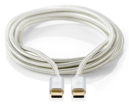 Nedis PROFIGOLD USB 2.0 kábel / USB-C zástrčka - USB-C zástrčka / nylon / strieborný / BOX / 2m