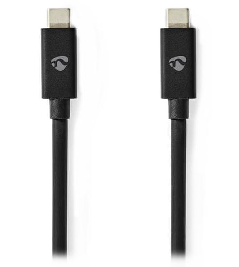 Nedis kábel USB 4.0 Gen 3x2/ zástrčka USB-C - zástrčka USB-C/ 8K/ čierny/ 2m
