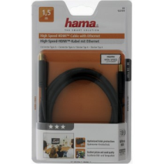 HAMA HDMI kábel vidlica-vidlica, pozlátený, 3*, 1,5 m