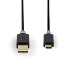 Nedis CCBW60600AT10 - USB 2.0 kábel | Typ-C Zástrčka - A Zástrčka | 1 m | Antracit