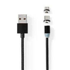 Nedis CCGB60630BK20 - USB 2.0 kábel | USB Micro-B Zástrčka / USB-C Zástrčka | 10 W | 2.00 m | Okrúhly | Čierna