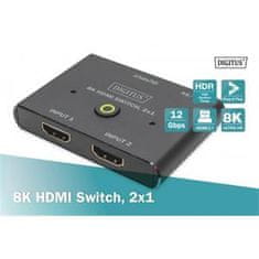 Digitus 8K HDMI prepínač, 2x1 čierny