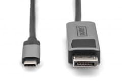 Digitus 8K @ 30Hz. USB typ C na DP, Adaptérový kábel HBR3, hliníkové púzdro, čierna 2m