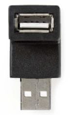 Nedis adaptér USB 2.0/ zástrčka USB-A - zásuvka USB-A zásuvka/ 480 Mbps/ okrúhly/ poniklovaný/ PVC/ čierny/ blister