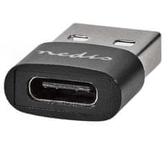 Nedis adaptér USB/ konektory USB 2.0 A – USB-C zásuvka/ čierny/ blister
