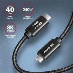 AXAGON BUCM4X-CM10AB NewGEN+ kábel USB-C <-> USB-C, 1m, USB4 Gen 3×2, PD 240W 5A, 8K HD, ALU, oplet, čierny
